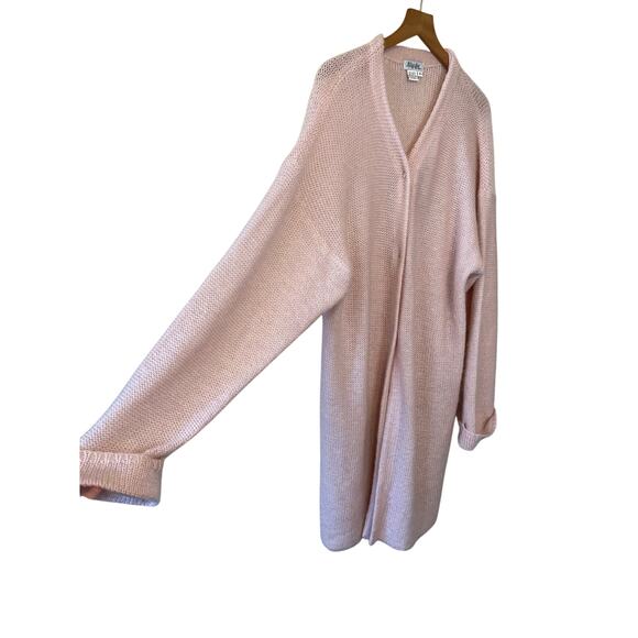 VTG Blushe By Spiegel Light Pink Mohair Blend Chunky Long Cozy Cardigan Small - Picture 2 of 10